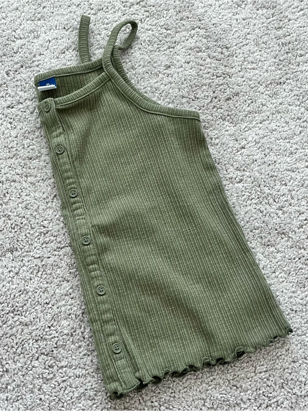 Old Navy Olive Green Ribbed Button-Front Tank Top